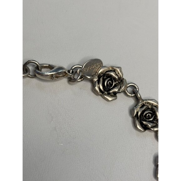 Express Silver Rose Link Necklace Vintage-Inspired Elegant Floral Design For Wom - Picture 8 of 12